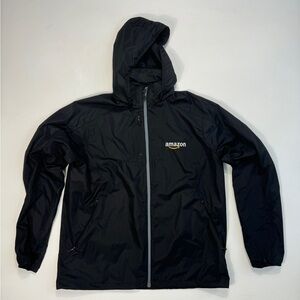 Amazon Employee Mens large vented Lightweight Full Zip Hooded Work Jacket logo